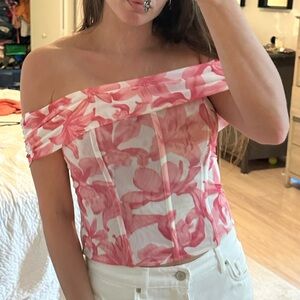 Miaou Orchid Pink Off-Shoulder Corset Top